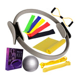 Maxbell 12Pcs Pilates Ring Circle and Ball Kit Portable Stretching Strap for Workout Grey