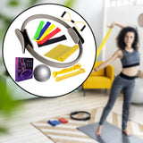 Maxbell 12Pcs Pilates Ring Circle and Ball Kit Portable Stretching Strap for Workout Grey