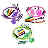 Maxbell 11Pcs Pilates Ring Circle and Pilates Ball Set Workout Equipment for Pilates Purple