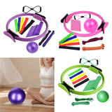 Maxbell 11Pcs Pilates Ring Circle and Pilates Ball Set Workout Equipment for Pilates Purple