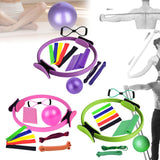 Maxbell 11Pcs Pilates Ring Circle and Pilates Ball Set Workout Equipment for Pilates Purple