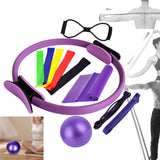 Maxbell 11Pcs Pilates Ring Circle and Pilates Ball Set Workout Equipment for Pilates Purple