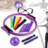 Maxbell 11Pcs Pilates Ring Circle and Pilates Ball Set Workout Equipment for Pilates Purple