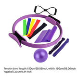 Maxbell 11Pcs Pilates Ring Circle and Pilates Ball Set Workout Equipment for Pilates Purple