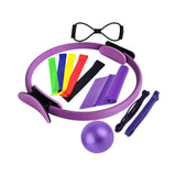 Maxbell 11Pcs Pilates Ring Circle and Pilates Ball Set Workout Equipment for Pilates Purple