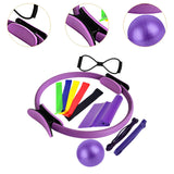 Maxbell 11Pcs Pilates Ring Circle and Pilates Ball Set Workout Equipment for Pilates Purple