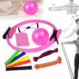 Maxbell 11Pcs Pilates Ring Circle and Pilates Ball Set Workout Equipment for Pilates Pink