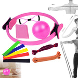 Maxbell 11Pcs Pilates Ring Circle and Pilates Ball Set Workout Equipment for Pilates Pink