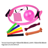 Maxbell 11Pcs Pilates Ring Circle and Pilates Ball Set Workout Equipment for Pilates Pink