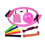 Maxbell 11Pcs Pilates Ring Circle and Pilates Ball Set Workout Equipment for Pilates Pink