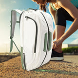 Maxbell Badminton Rackets Backpack PU Leather Professional Lightweight for Men Women White Green