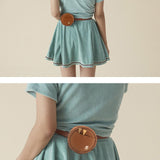 Maxbell PU Leather Golf Bag Golf Accessory for 4Pcs Balls & 4Pcs Tees Outdoor Sports Brown