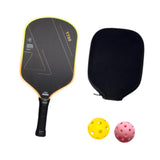 Maxbell Carbon Fiber Pickleball Paddle Trendy 2 Balls for Men Women Player Accessory Yellow Black