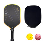 Maxbell Carbon Fiber Pickleball Paddle Trendy 2 Balls for Men Women Player Accessory Yellow Black