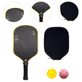 Maxbell Carbon Fiber Pickleball Paddle Trendy 2 Balls for Men Women Player Accessory Yellow Black