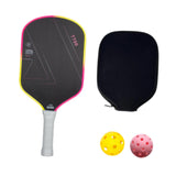 Maxbell Carbon Fiber Pickleball Paddle Trendy 2 Balls for Men Women Player Accessory Pink Yellow White