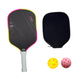 Maxbell Carbon Fiber Pickleball Paddle Trendy 2 Balls for Men Women Player Accessory Pink Yellow White