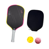 Maxbell Carbon Fiber Pickleball Paddle Trendy 2 Balls for Men Women Player Accessory Pink Yellow White