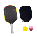 Maxbell Carbon Fiber Pickleball Paddle Trendy 2 Balls for Men Women Player Accessory Pink Yellow White