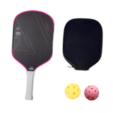 Maxbell Carbon Fiber Pickleball Paddle Trendy 2 Balls for Men Women Player Accessory Pink White