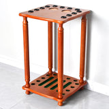 Maxbell Pool Cue Rack Pool Accessories Retro Design Wood Stand Pool Cue Stick Holder Brown