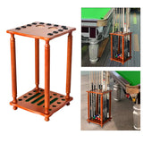 Maxbell Pool Cue Rack Pool Accessories Retro Design Wood Stand Pool Cue Stick Holder Brown
