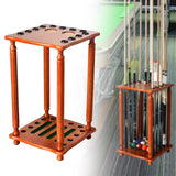 Maxbell Pool Cue Rack Pool Accessories Retro Design Wood Stand Pool Cue Stick Holder Brown
