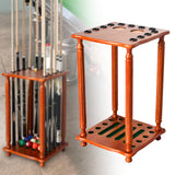 Maxbell Pool Cue Rack Pool Accessories Retro Design Wood Stand Pool Cue Stick Holder Brown