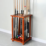 Maxbell Pool Cue Rack Pool Accessories Retro Design Wood Stand Pool Cue Stick Holder Brown