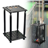 Maxbell Pool Cue Rack Pool Accessories Retro Design Wood Stand Pool Cue Stick Holder Black