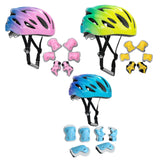Maxbell Kids Bike Helmet Set with Elbow Pads Knee Pads for Roller Skating Skateboard Blue Pink