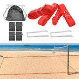 Maxbell Beach Volleyball Lines for Sand Borderline Field for Activities Beach Sports red