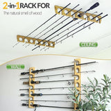 Maxbell 2 Pieces Fishing Rod Racks Wood Storage Organizer for Cabin Casting Rods Men