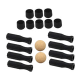 Maxbell Foosball Table Handles Easy to Install Black Non Slip Octagonal with 2 Balls