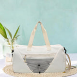 Maxbell Gym Duffle Bag with Shoe Compartment Nylon Gym Equipment for Fitness Workout White