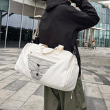 Maxbell Gym Duffle Bag with Shoe Compartment Nylon Gym Equipment for Fitness Workout White