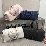 Maxbell Gym Duffle Bag with Shoe Compartment Nylon Gym Equipment for Fitness Workout White