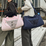 Maxbell Gym Duffle Bag with Shoe Compartment Nylon Gym Equipment for Fitness Workout White