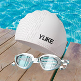 Maxbell Swim Goggles & Swim Cap Set Eyewear Comfortable Lightweight Swimming Goggles White