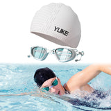 Maxbell Swim Goggles & Swim Cap Set Eyewear Comfortable Lightweight Swimming Goggles White