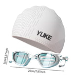 Maxbell Swim Goggles & Swim Cap Set Eyewear Comfortable Lightweight Swimming Goggles White