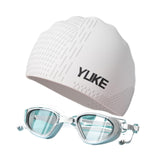 Maxbell Swim Goggles & Swim Cap Set Eyewear Comfortable Lightweight Swimming Goggles White