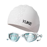 Maxbell Swim Goggles & Swim Cap Set Eyewear Comfortable Lightweight Swimming Goggles White