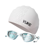 Maxbell Swim Goggles & Swim Cap Set Eyewear Comfortable Lightweight Swimming Goggles White