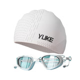 Maxbell Swim Goggles & Swim Cap Set Eyewear Comfortable Lightweight Swimming Goggles White