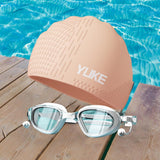 Maxbell Swim Goggles & Swim Cap Set Eyewear Comfortable Lightweight Swimming Goggles Light Orange