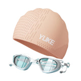 Maxbell Swim Goggles & Swim Cap Set Eyewear Comfortable Lightweight Swimming Goggles Light Orange