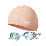 Maxbell Swim Goggles & Swim Cap Set Eyewear Comfortable Lightweight Swimming Goggles Light Orange