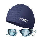 Maxbell Swim Goggles & Swim Cap Set Eyewear Comfortable Lightweight Swimming Goggles Dark Blue