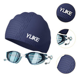 Maxbell Swim Goggles & Swim Cap Set Eyewear Comfortable Lightweight Swimming Goggles Dark Blue